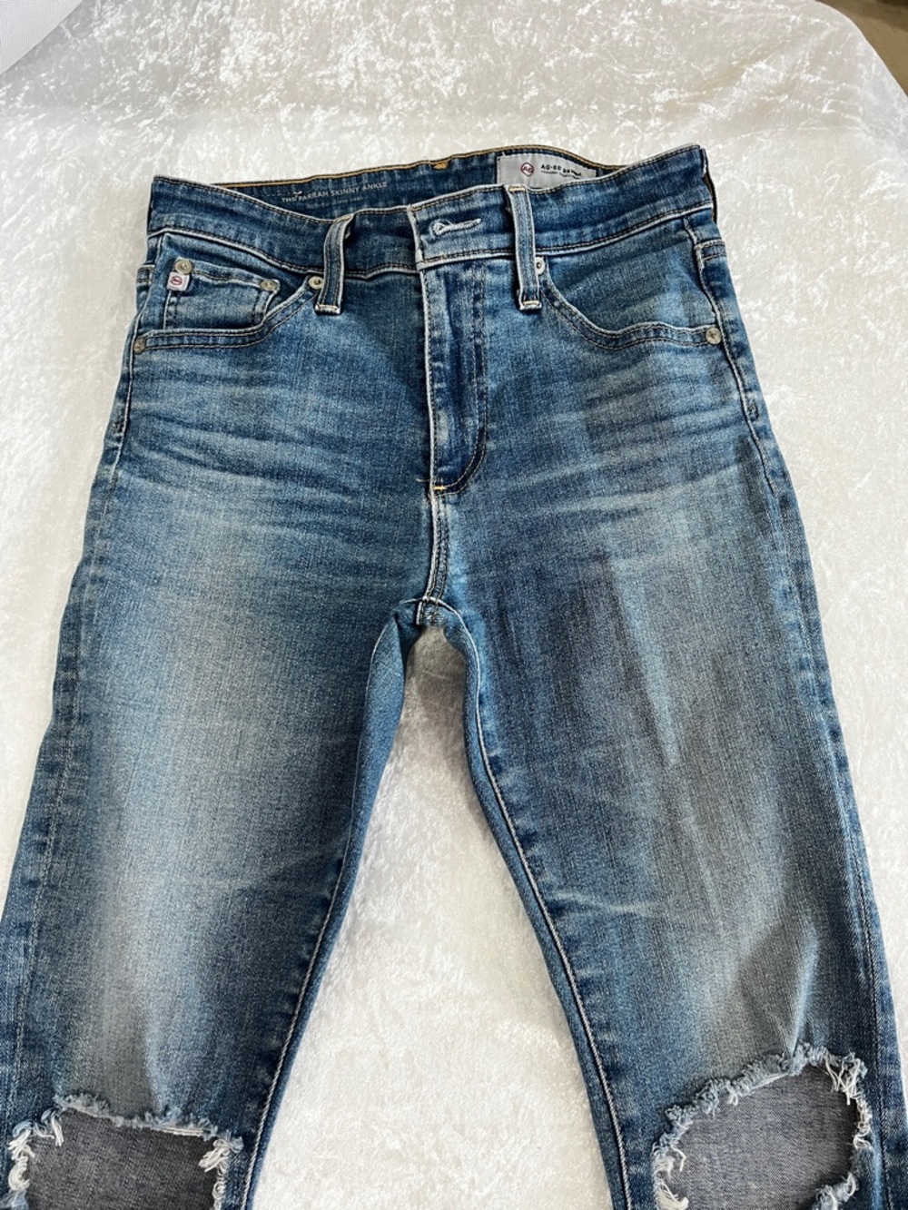 AG Adriano Goldschmied Farrah Skinny Ankle Denim Jeans Size 26R Distressed Raw - Picture 7 of 15